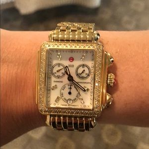MICHELE Deco Diamond Chronograph Watch